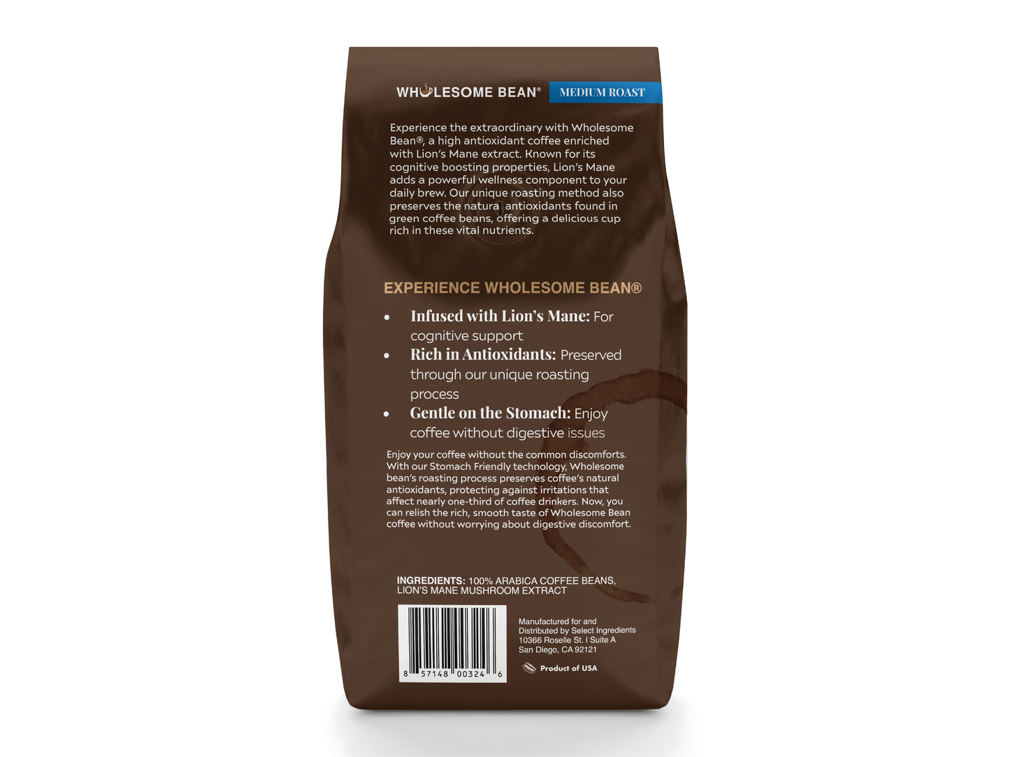 Wholesome Bean® - Lions Mane Enriched High Antioxidant Coffee