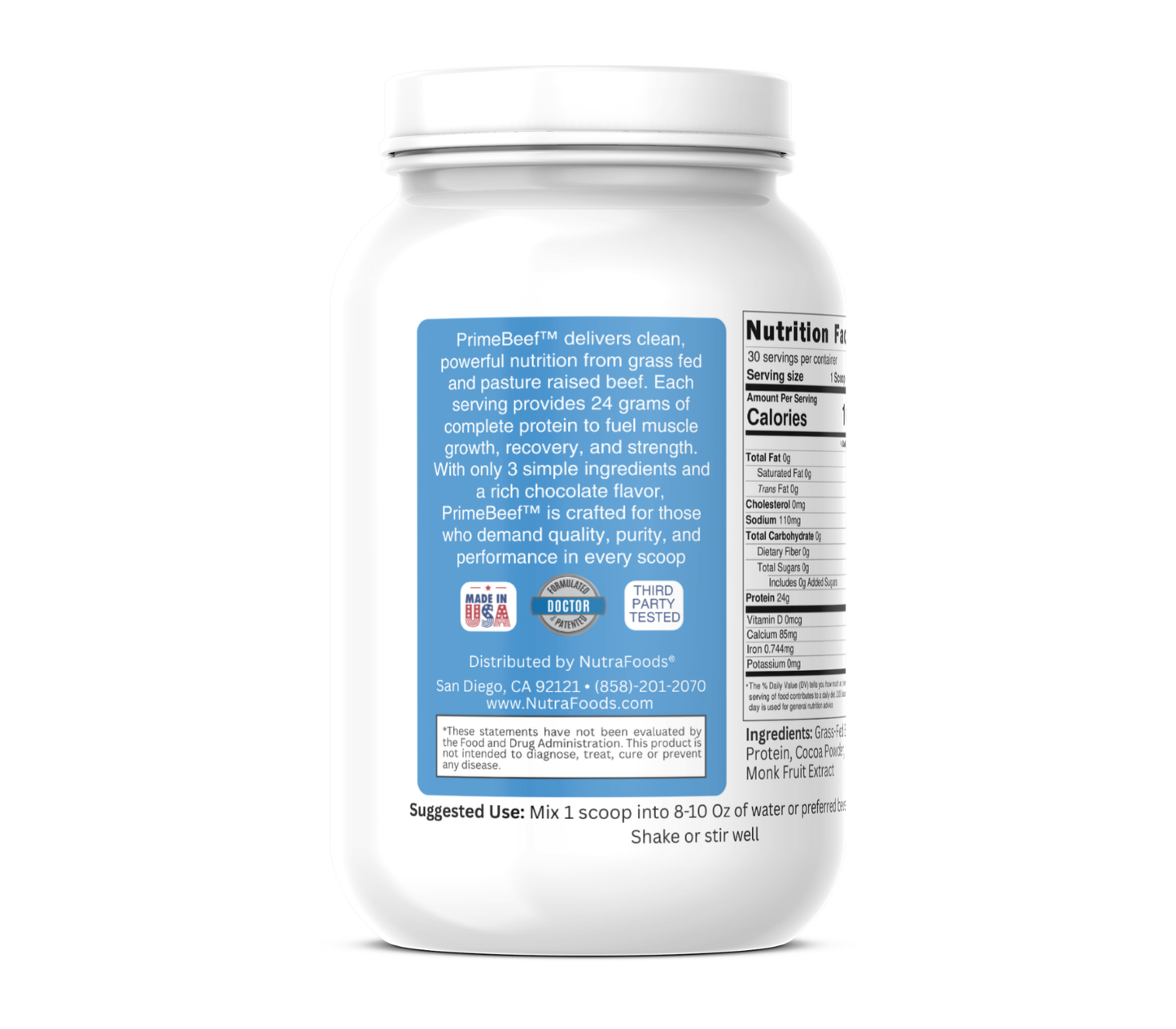 PrimeBeef™ - Grass Fed & Pasture Raised Beef Protein Powder